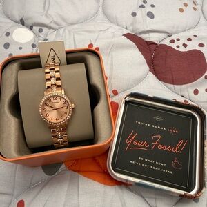 Fossil Women's Pink Gold-Tone Watch